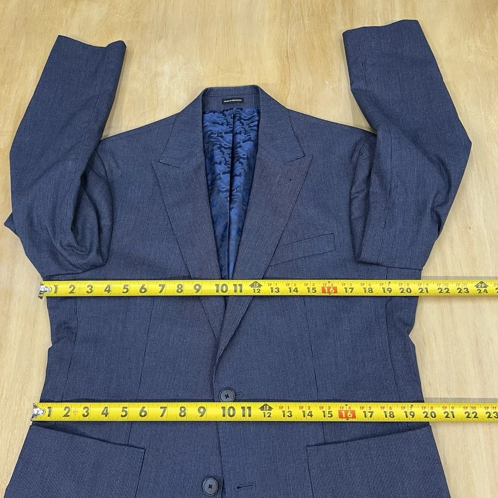 Joseph Abboud Blazer Mens 40R Slim Fit Cotton Poly Stretch Pencil Striped Navy